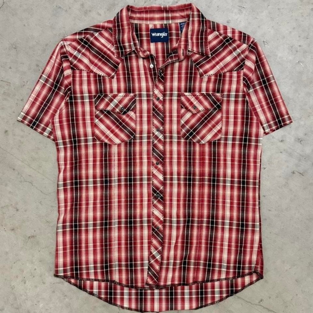 Vintage 90s Wrangler Pearl Snap Button Up Plaid Flannel Shirt